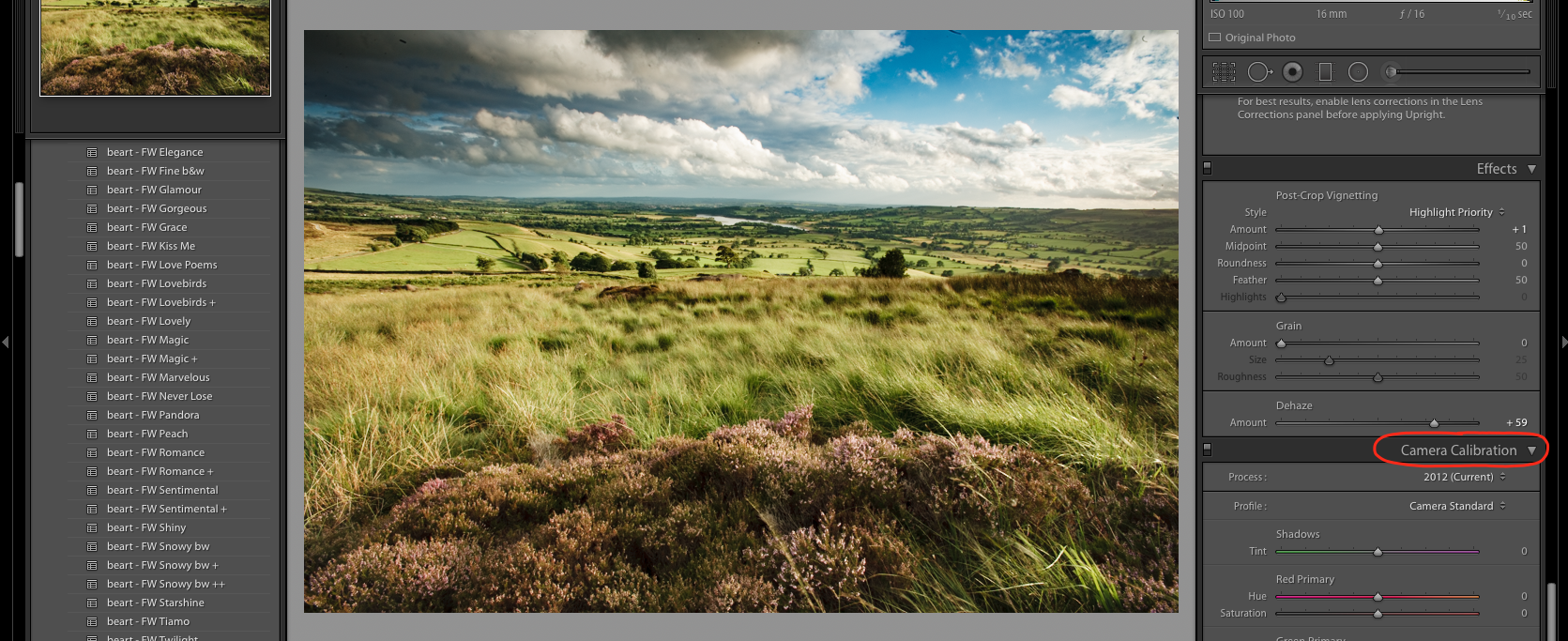 Лайтрум калибровка камеры